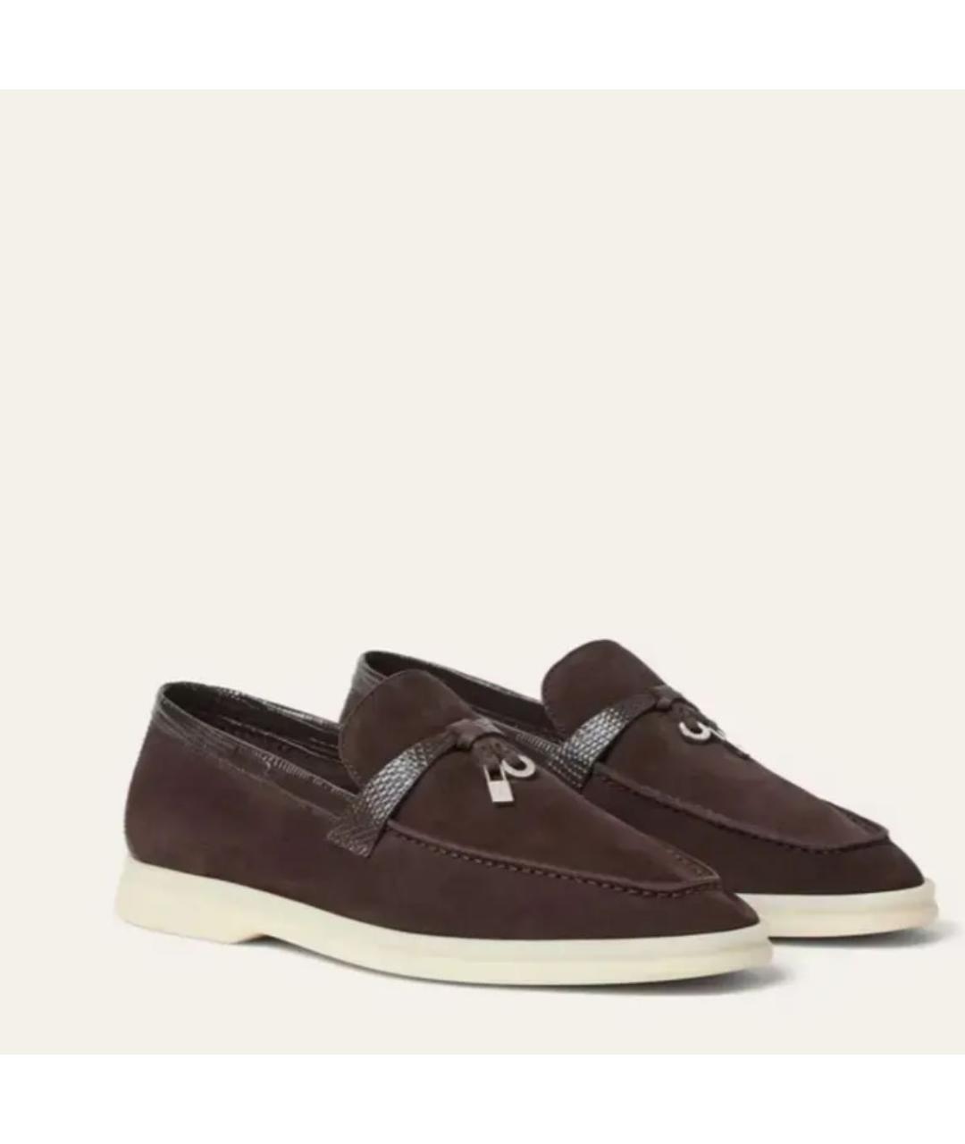 LORO PIANA Коричневые замшевые лоферы, фото 3