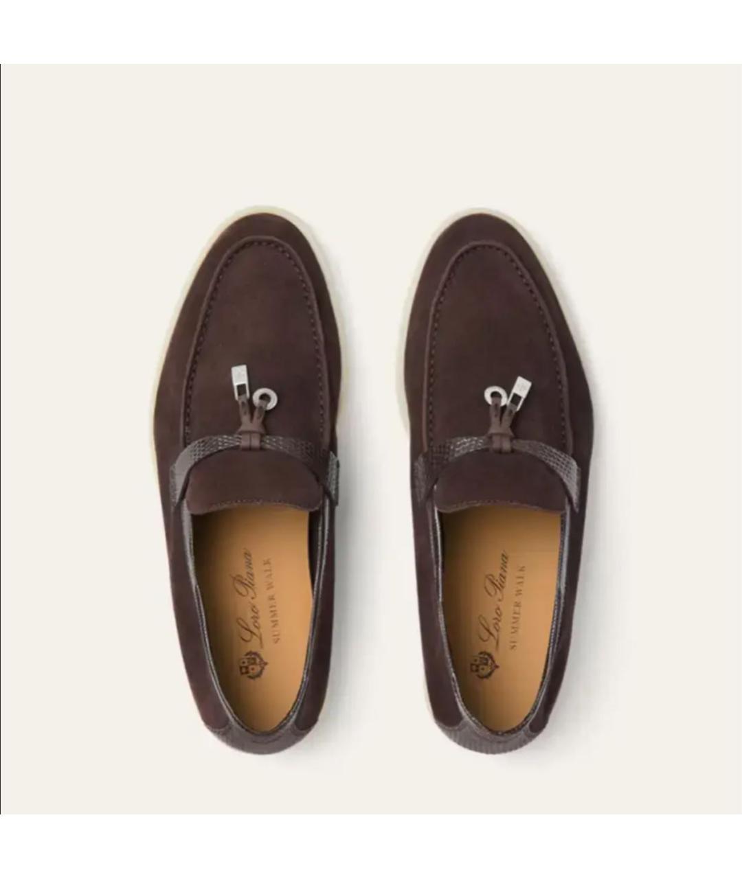 LORO PIANA Коричневые замшевые лоферы, фото 2