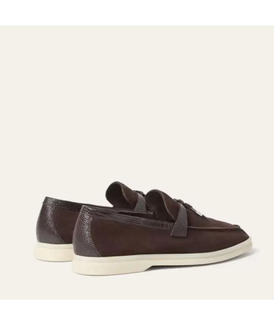 LORO PIANA Коричневые замшевые лоферы, фото 4