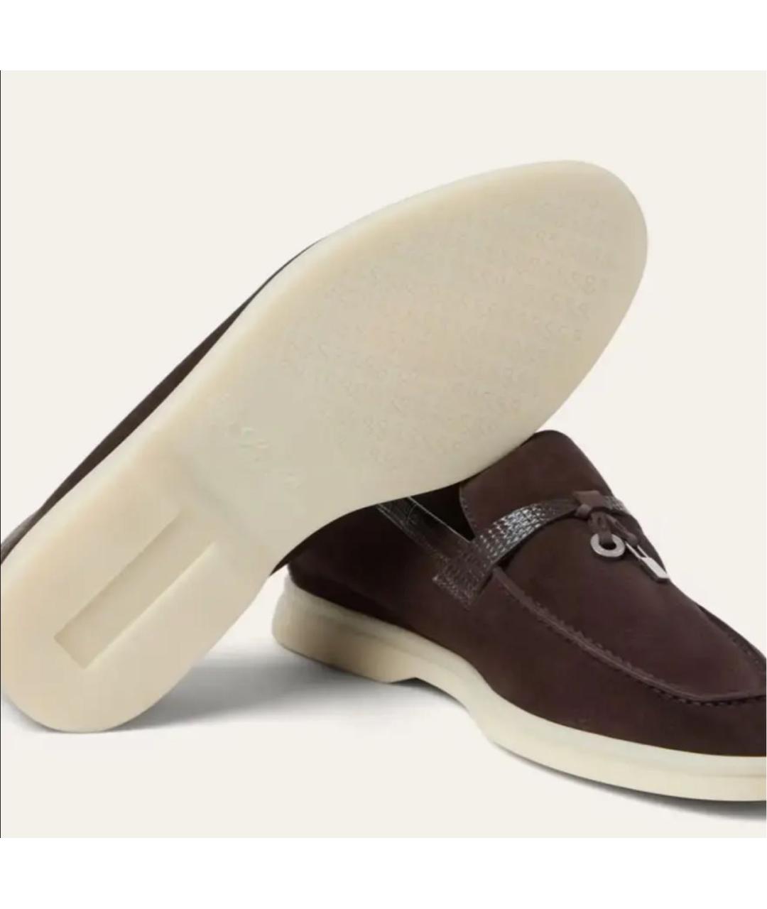 LORO PIANA Коричневые замшевые лоферы, фото 5