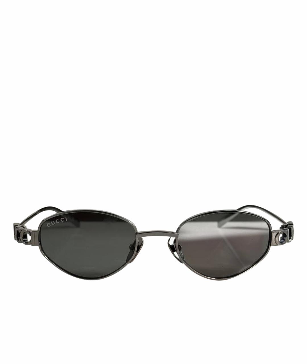 GUCCI Серебряные металлические солнцезащитные очки, фото 1