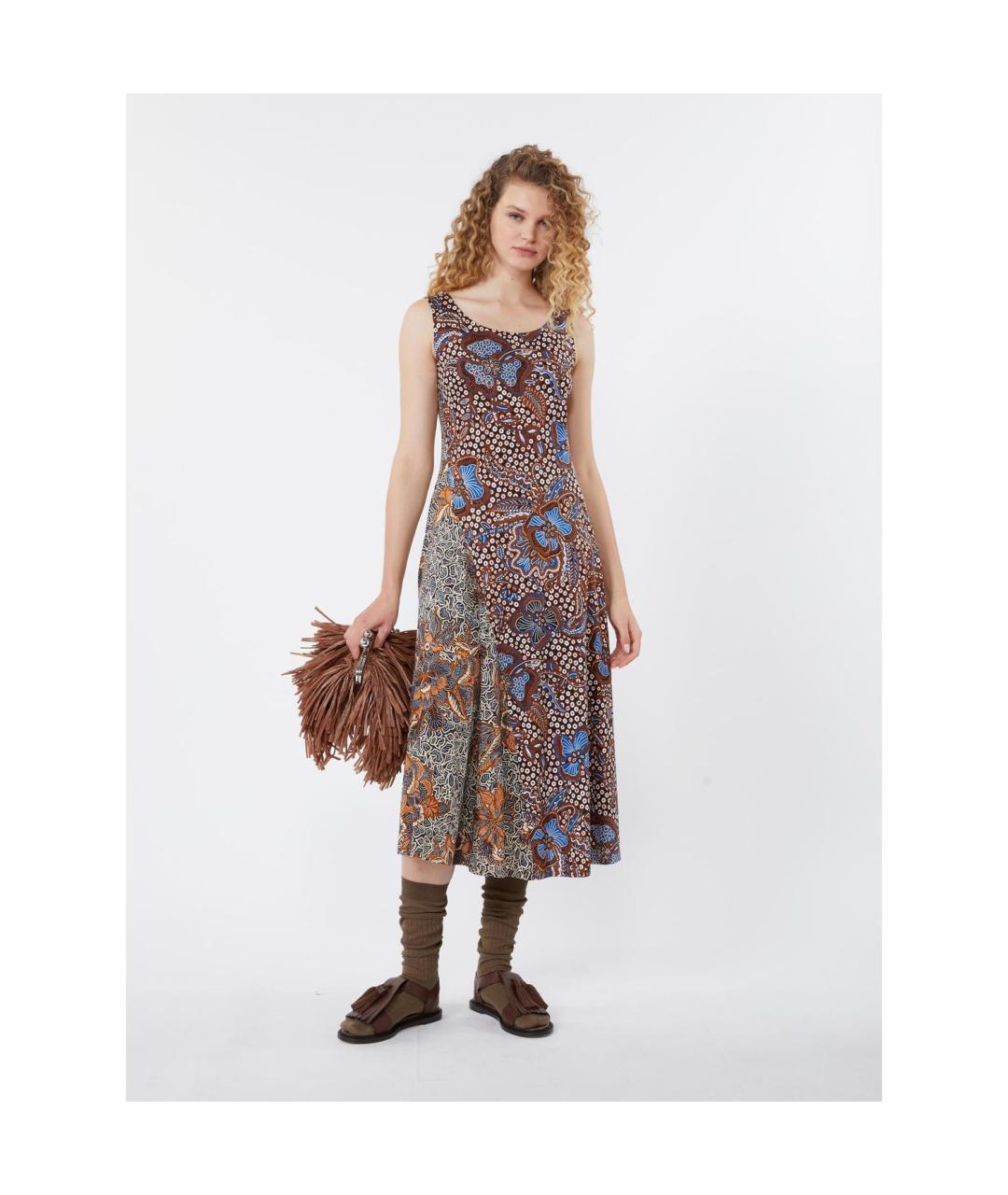 WEEKEND MAX MARA Коричневое хлопковое повседневное платье, фото 4