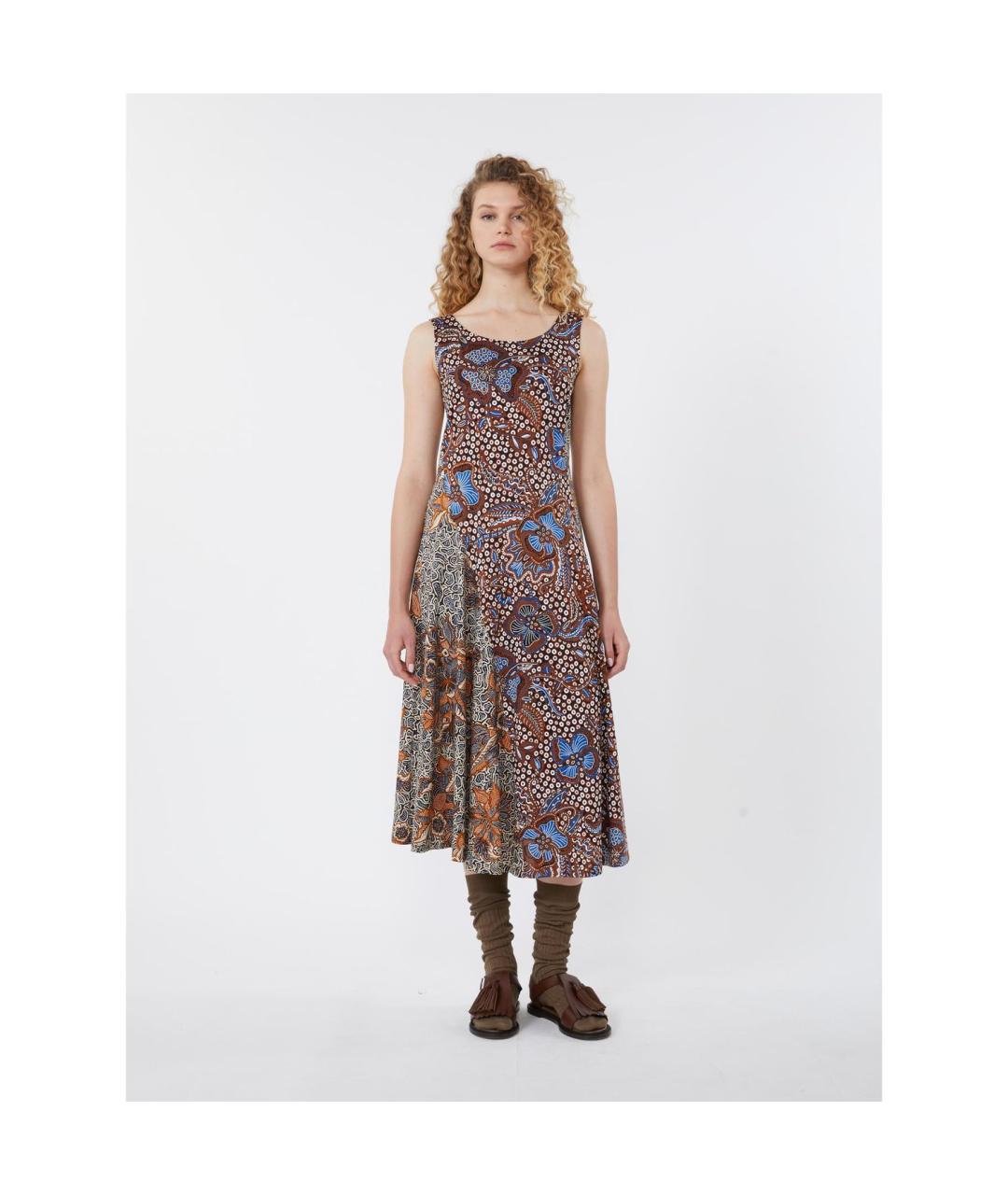 WEEKEND MAX MARA Коричневое хлопковое повседневное платье, фото 5