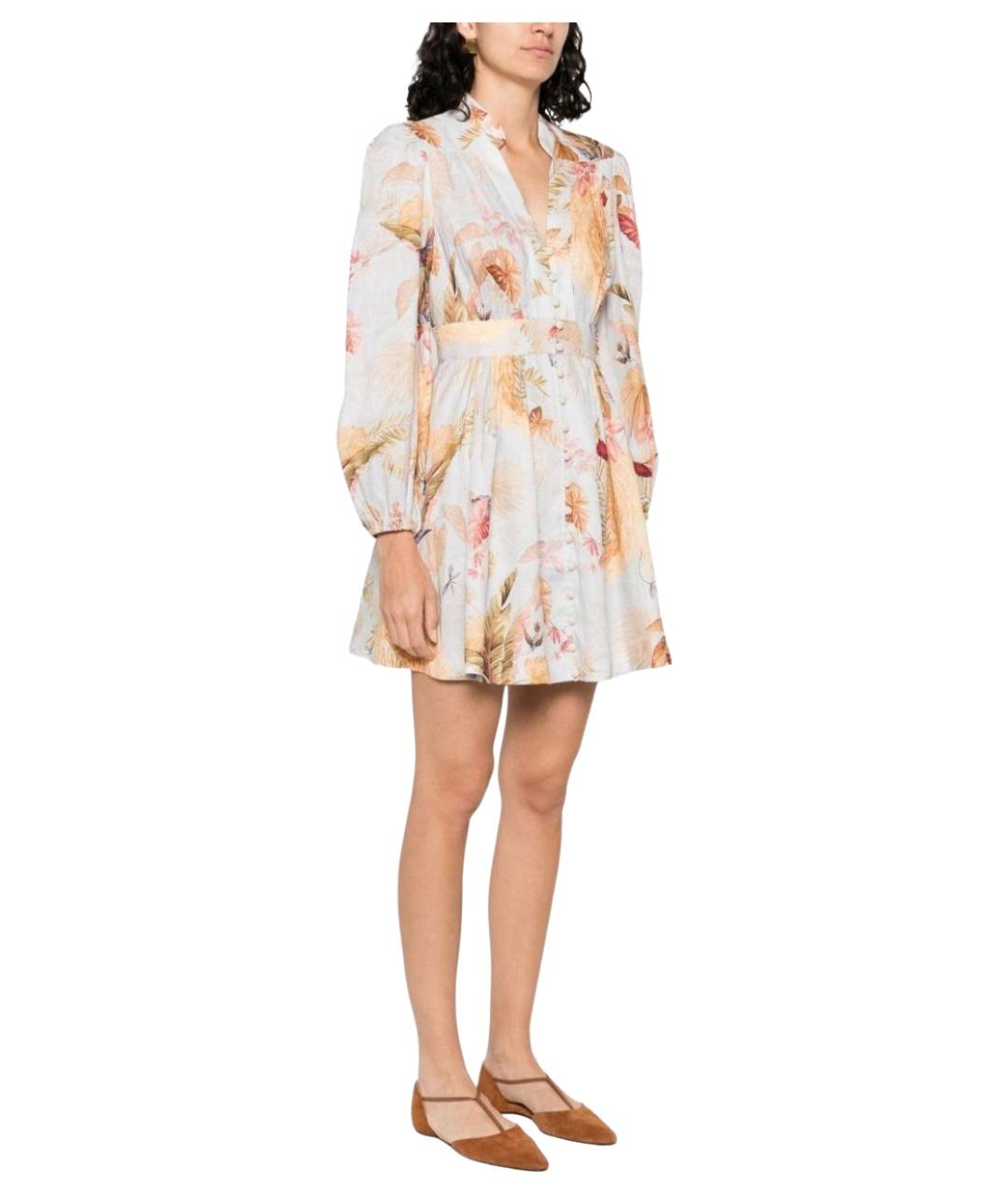 ZIMMERMANN Мульти льняное повседневное платье, фото 3