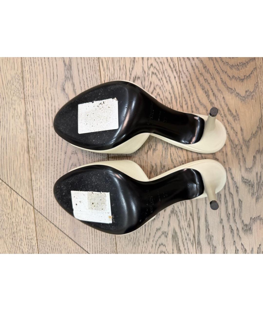 SAINT LAURENT Белые кожаные мюли, фото 4