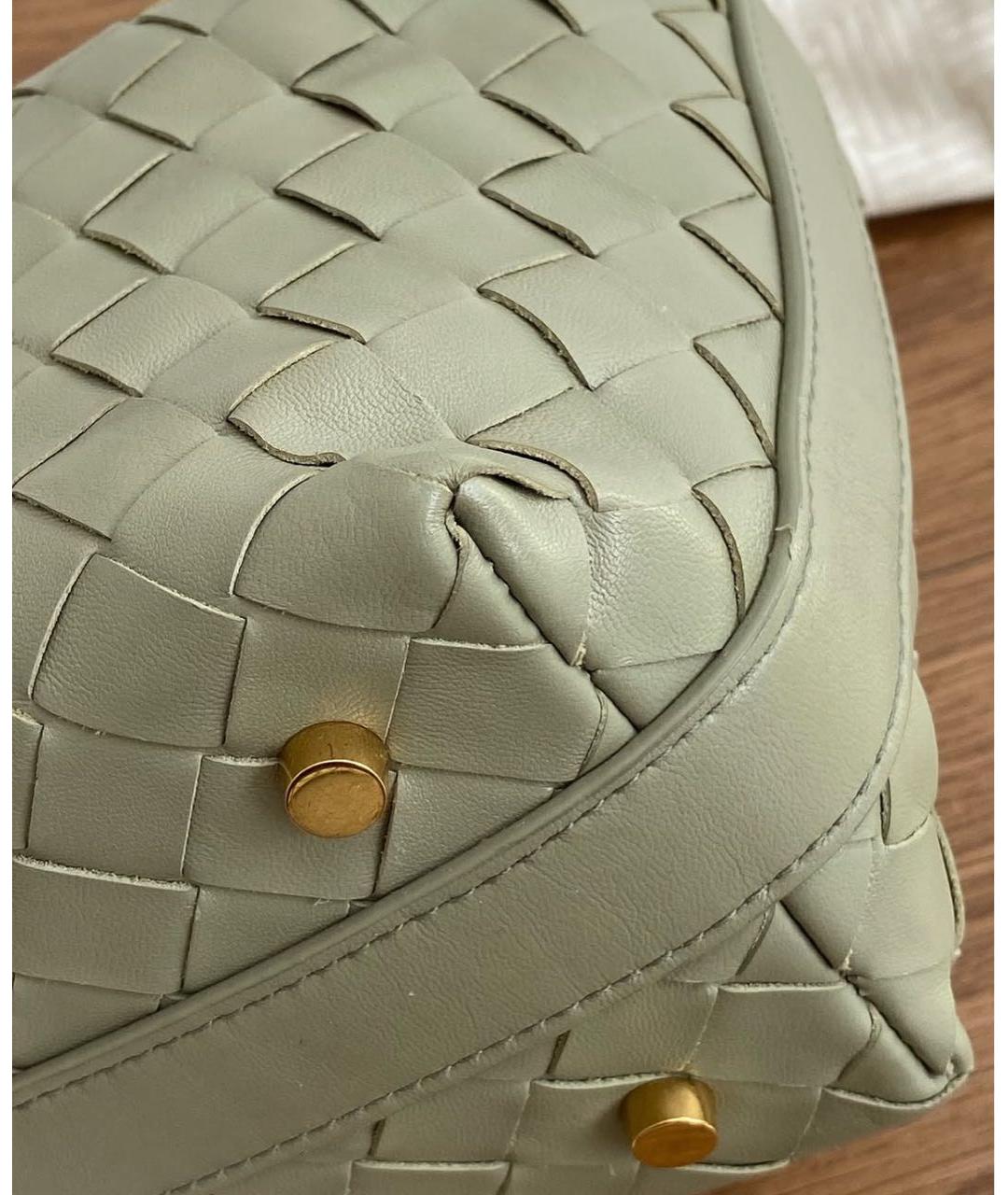 BOTTEGA VENETA Салатовая кожаная сумка с короткими ручками, фото 4