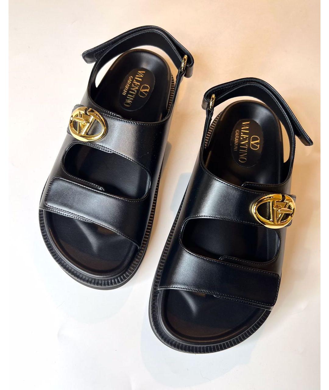 VALENTINO Черные кожаные сандалии, фото 2