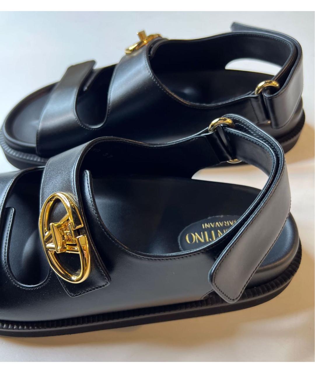 VALENTINO Черные кожаные сандалии, фото 7