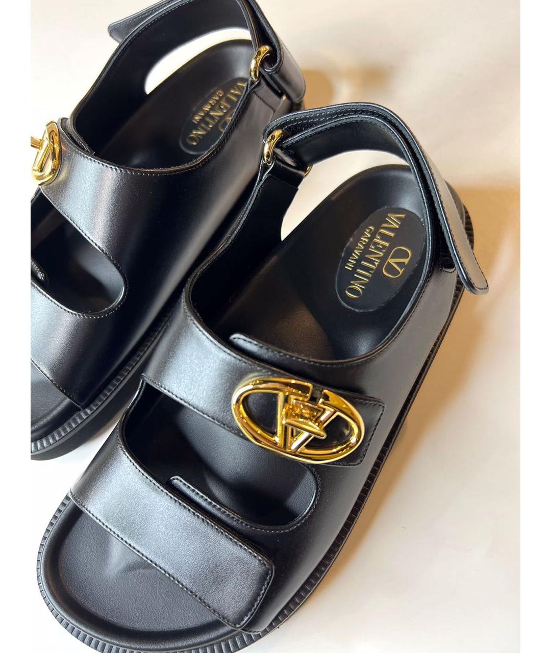 VALENTINO Черные кожаные сандалии, фото 8