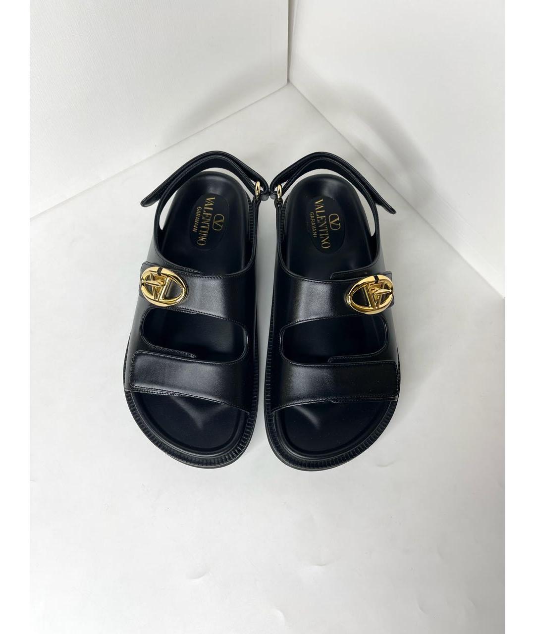 VALENTINO Черные кожаные сандалии, фото 4