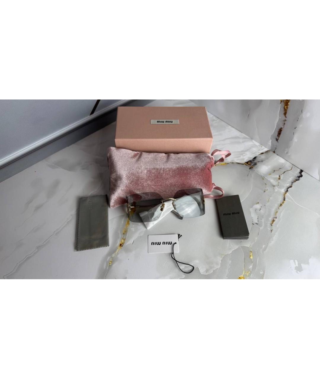 MIU MIU Черные металлические солнцезащитные очки, фото 4