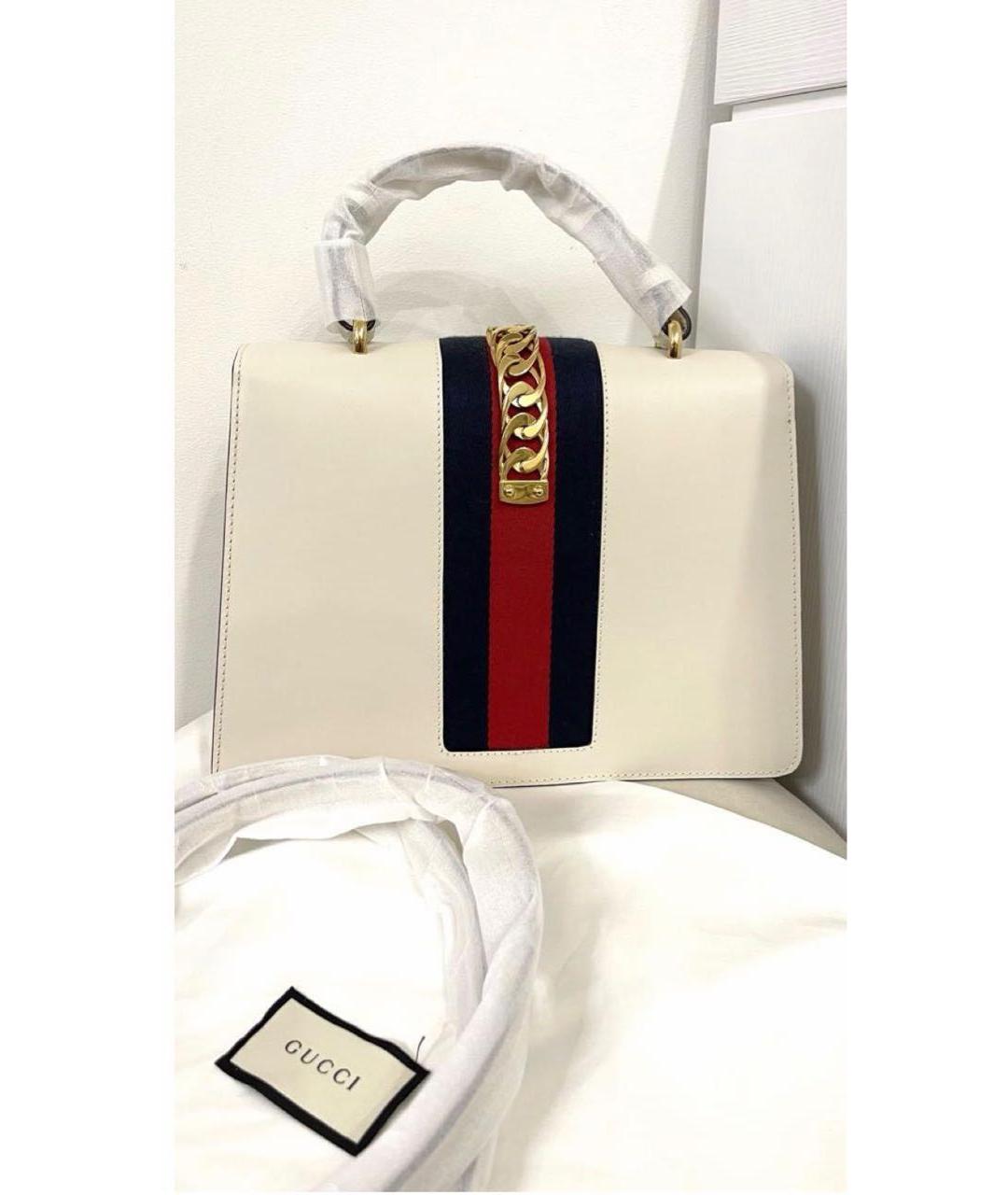 GUCCI Белая кожаная сумка с короткими ручками, фото 3