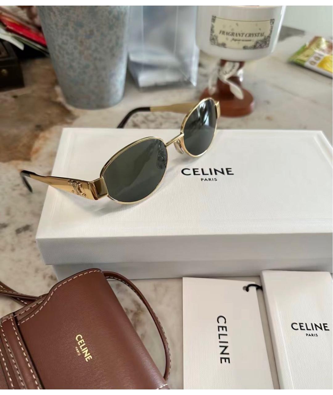 CELINE Золотые металлические солнцезащитные очки, фото 4