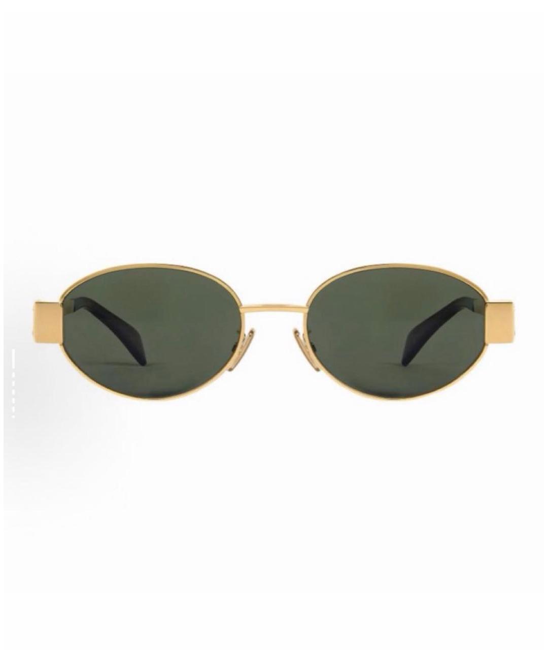 CELINE Золотые металлические солнцезащитные очки, фото 3