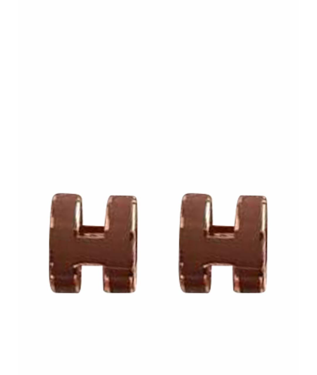 HERMES Коричневые металлические серьги, фото 1