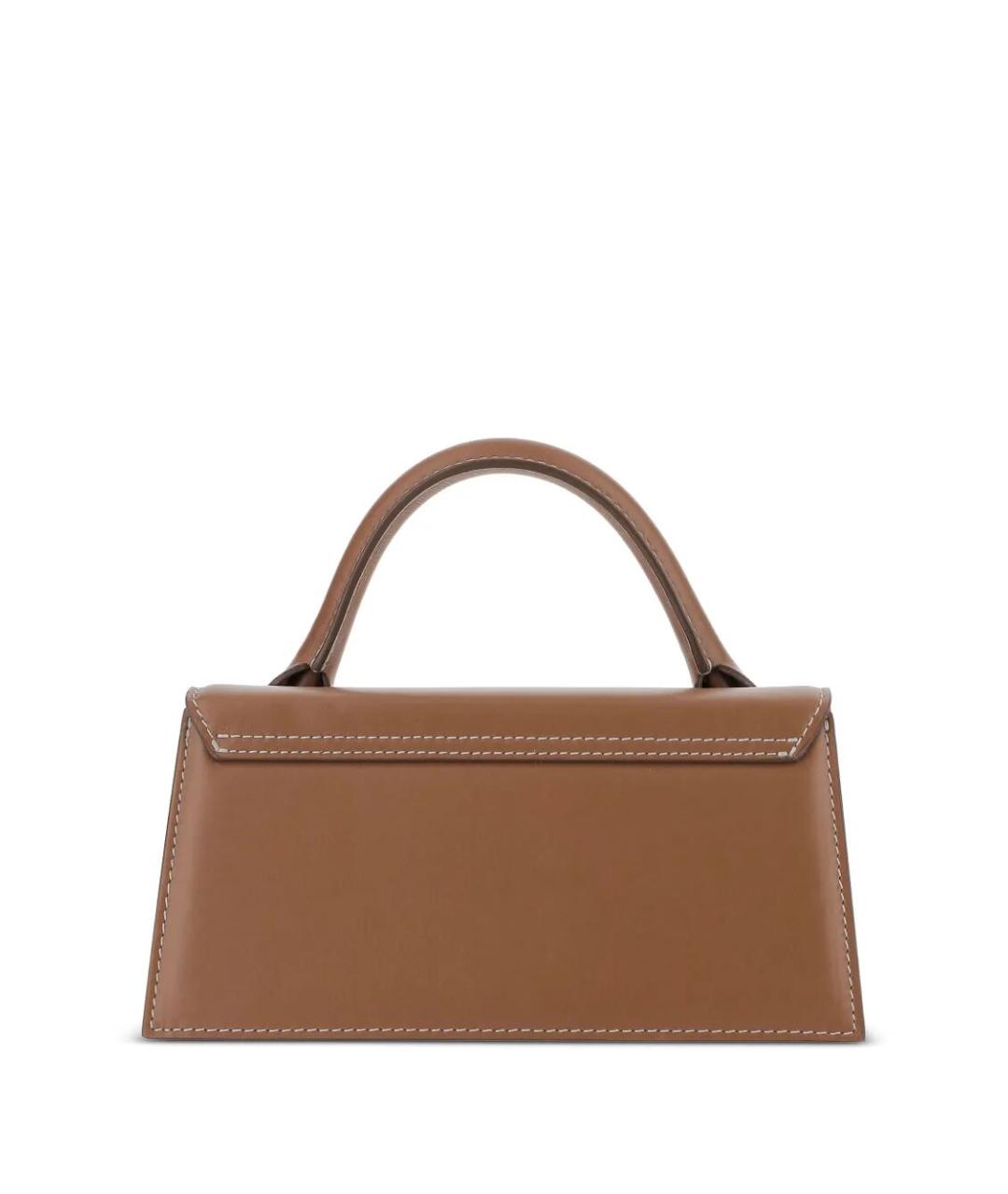 JACQUEMUS Коричневая кожаная сумка с короткими ручками, фото 3