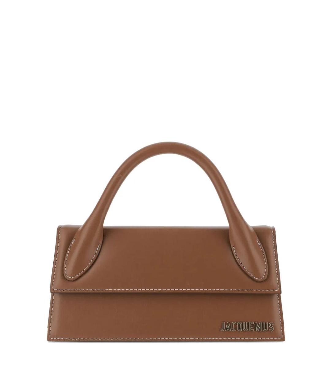 JACQUEMUS Коричневая кожаная сумка с короткими ручками, фото 1