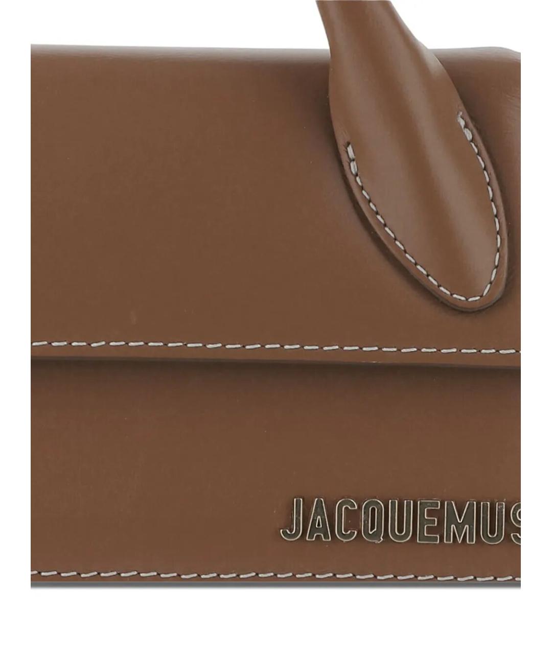 JACQUEMUS Коричневая кожаная сумка с короткими ручками, фото 4