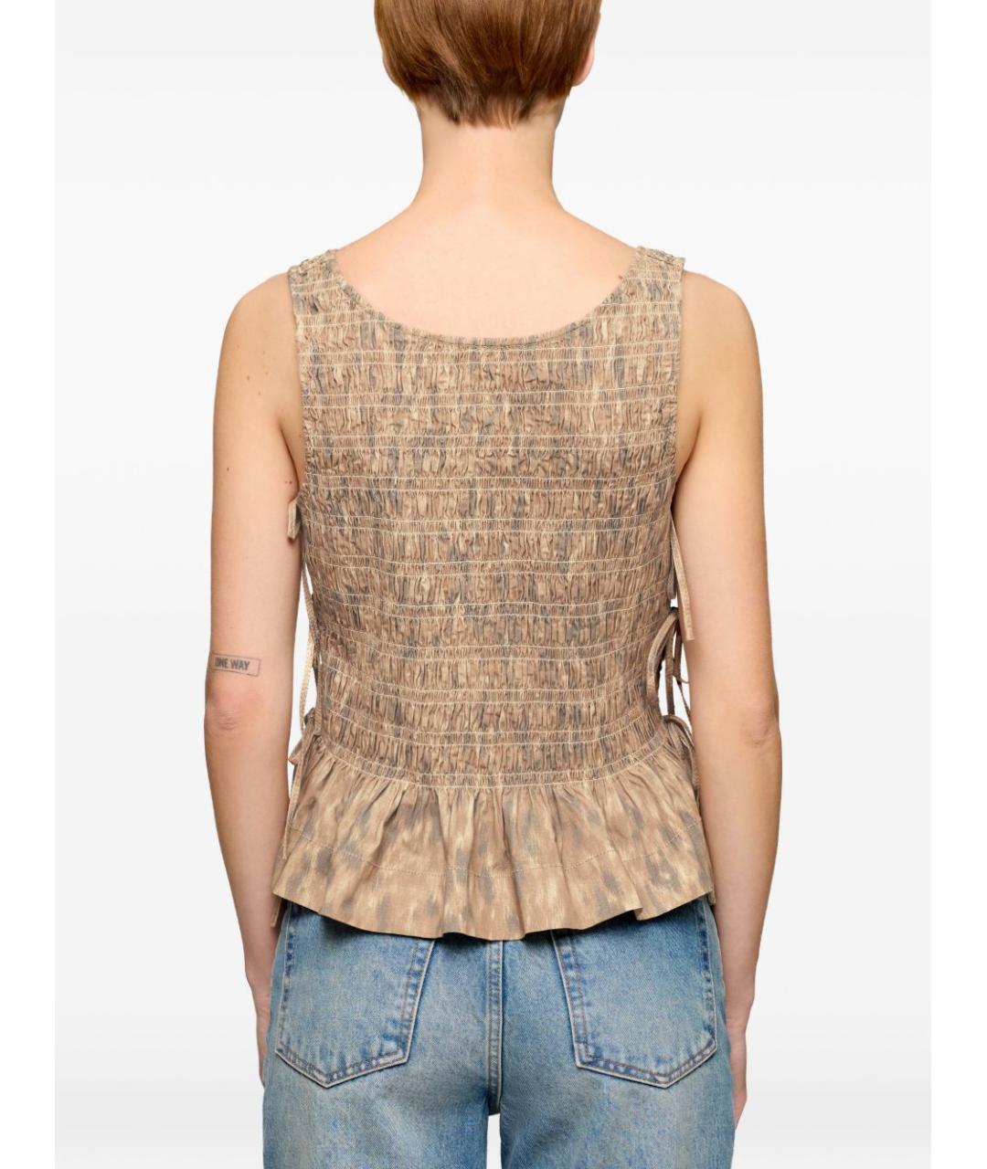 GANNI Бежевая хлопковая майка, фото 3