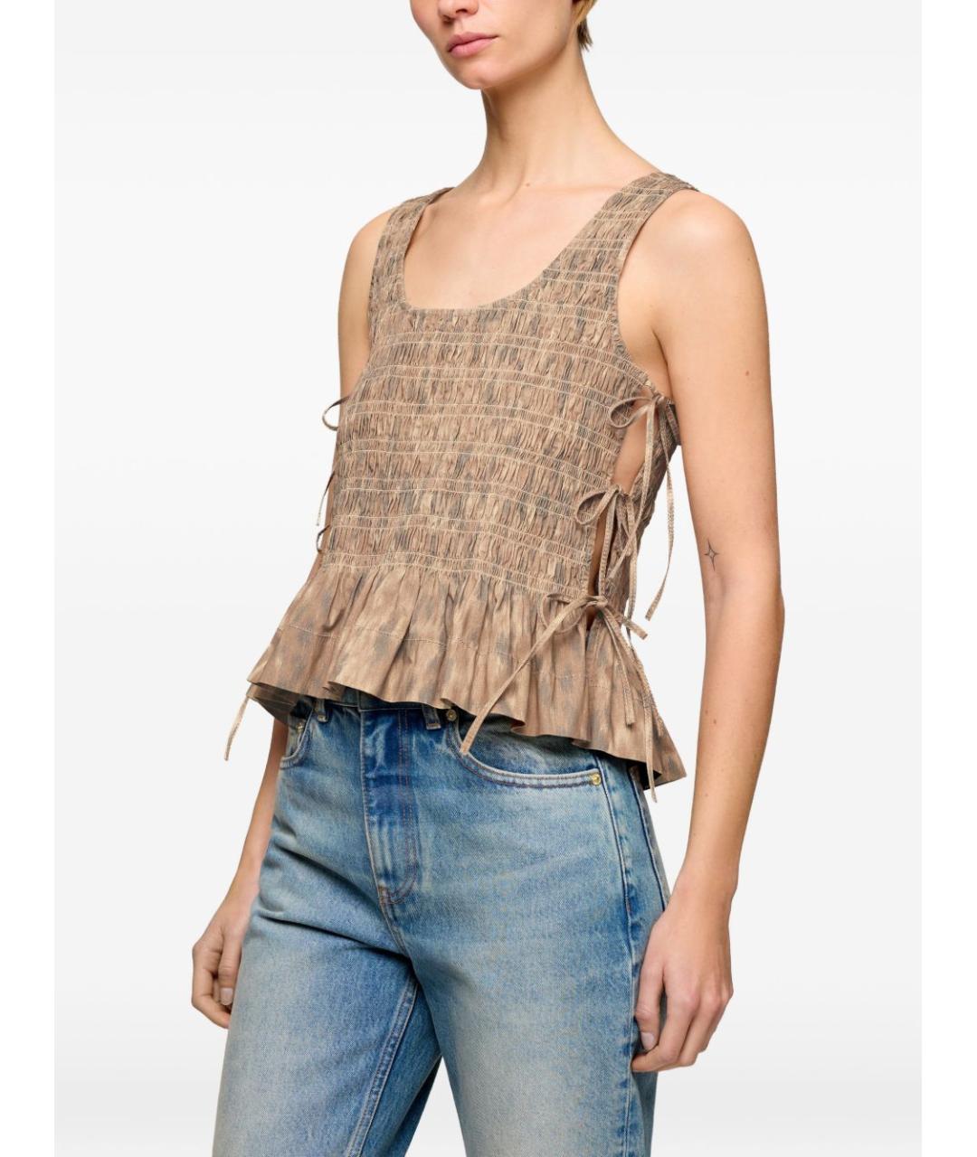 GANNI Бежевая хлопковая майка, фото 4