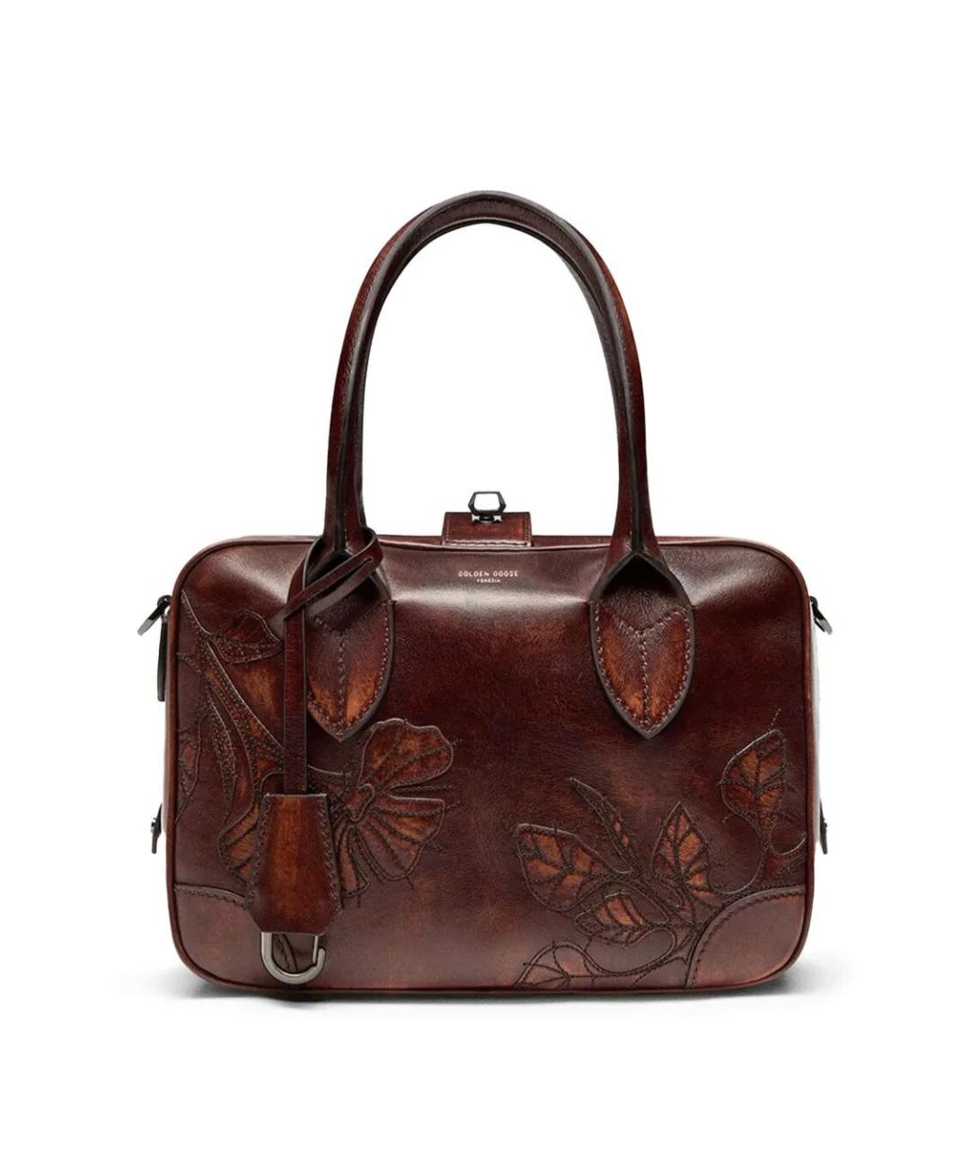GOLDEN GOOSE DELUXE BRAND Коричневая кожаная сумка с короткими ручками, фото 1