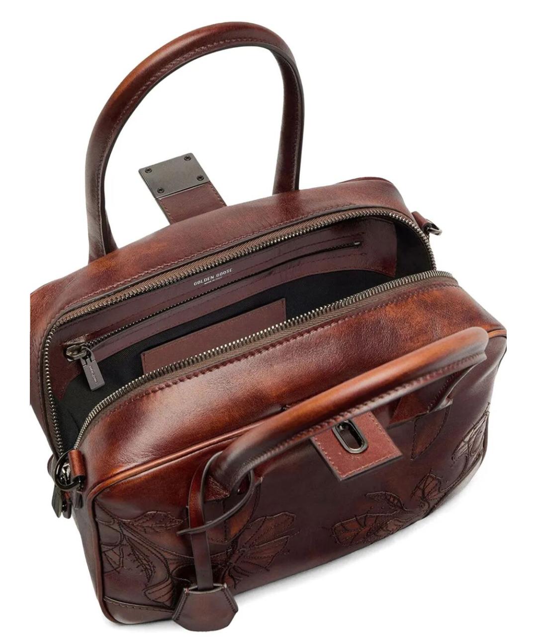 GOLDEN GOOSE DELUXE BRAND Коричневая кожаная сумка с короткими ручками, фото 4
