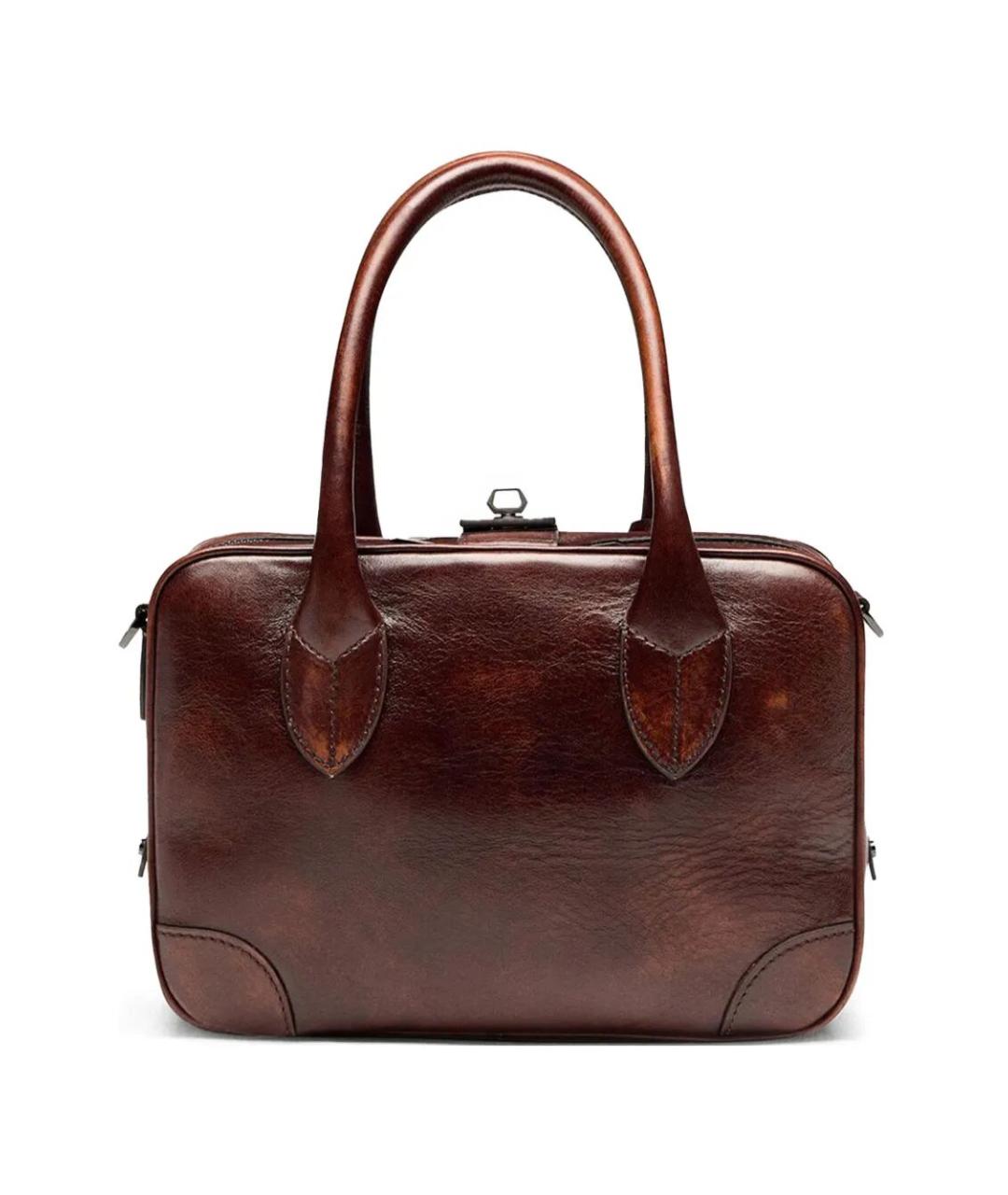 GOLDEN GOOSE DELUXE BRAND Коричневая кожаная сумка с короткими ручками, фото 2