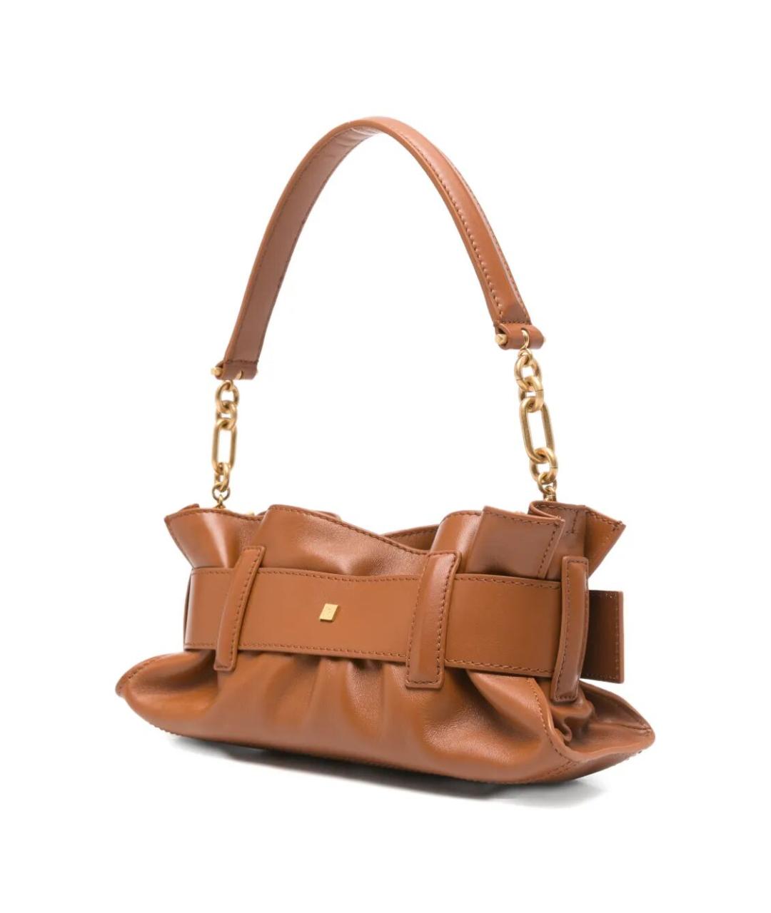 BALMAIN Коричневая кожаная сумка с короткими ручками, фото 4