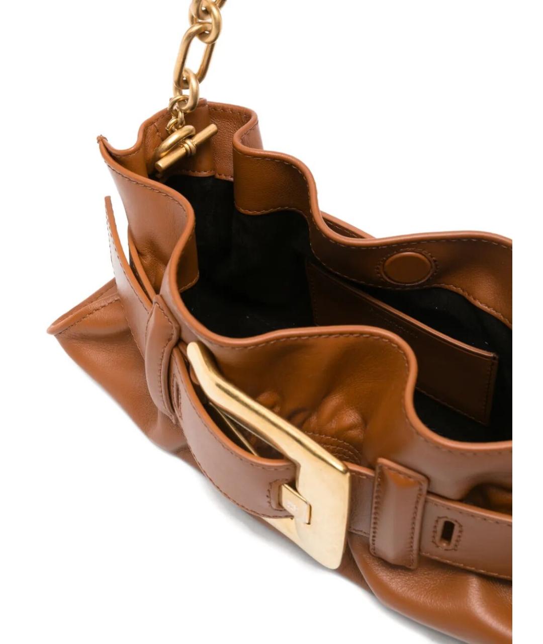 BALMAIN Коричневая кожаная сумка с короткими ручками, фото 5