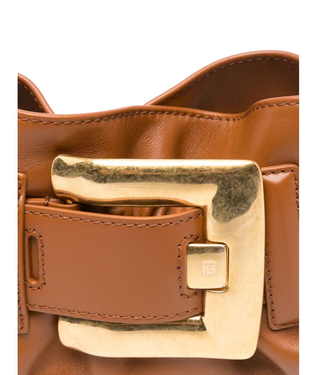 BALMAIN Коричневая кожаная сумка с короткими ручками, фото 3