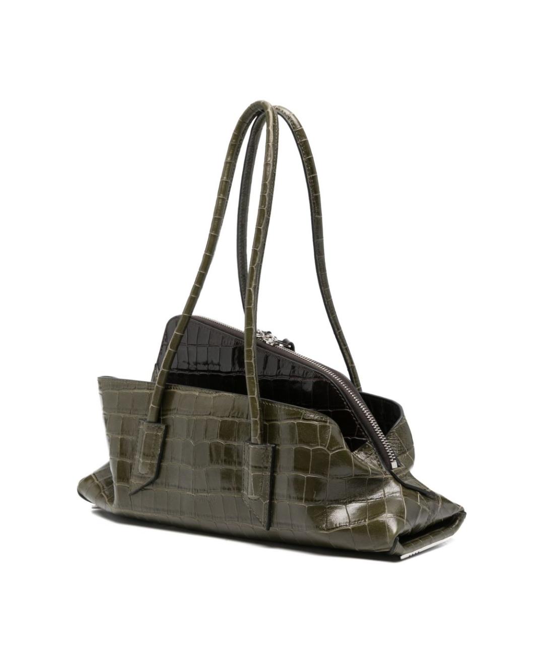 THE ATTICO Зеленая кожаная сумка с короткими ручками, фото 4