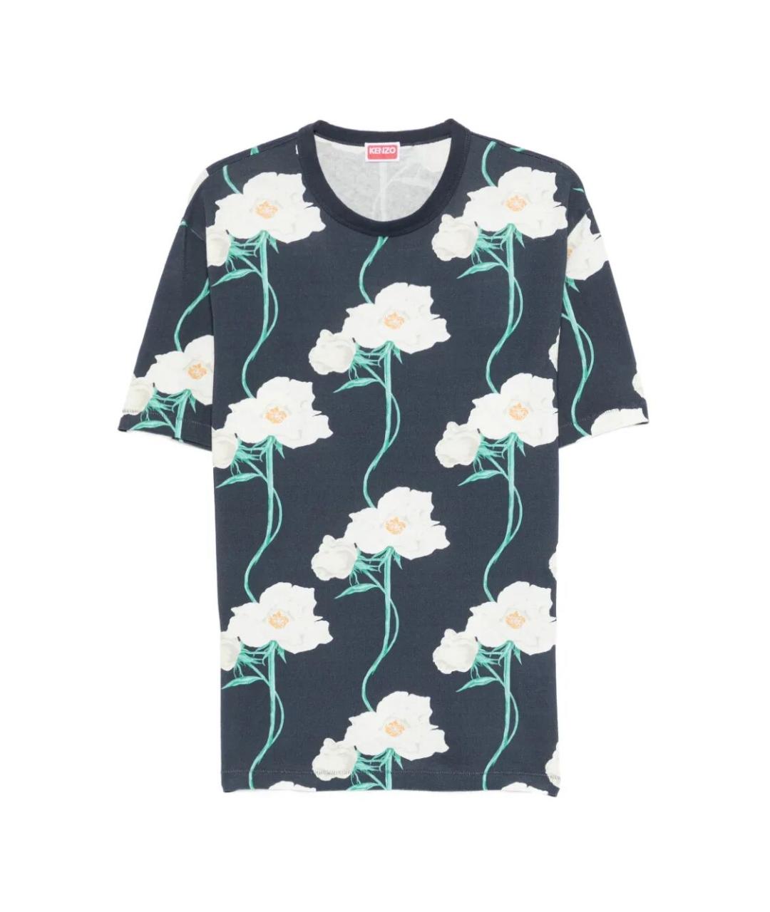 KENZO Синяя хлопковая футболка, фото 4