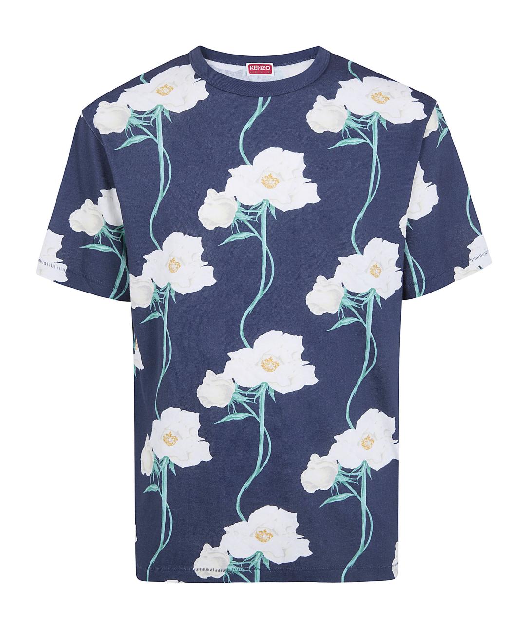 KENZO Синяя хлопковая футболка, фото 1