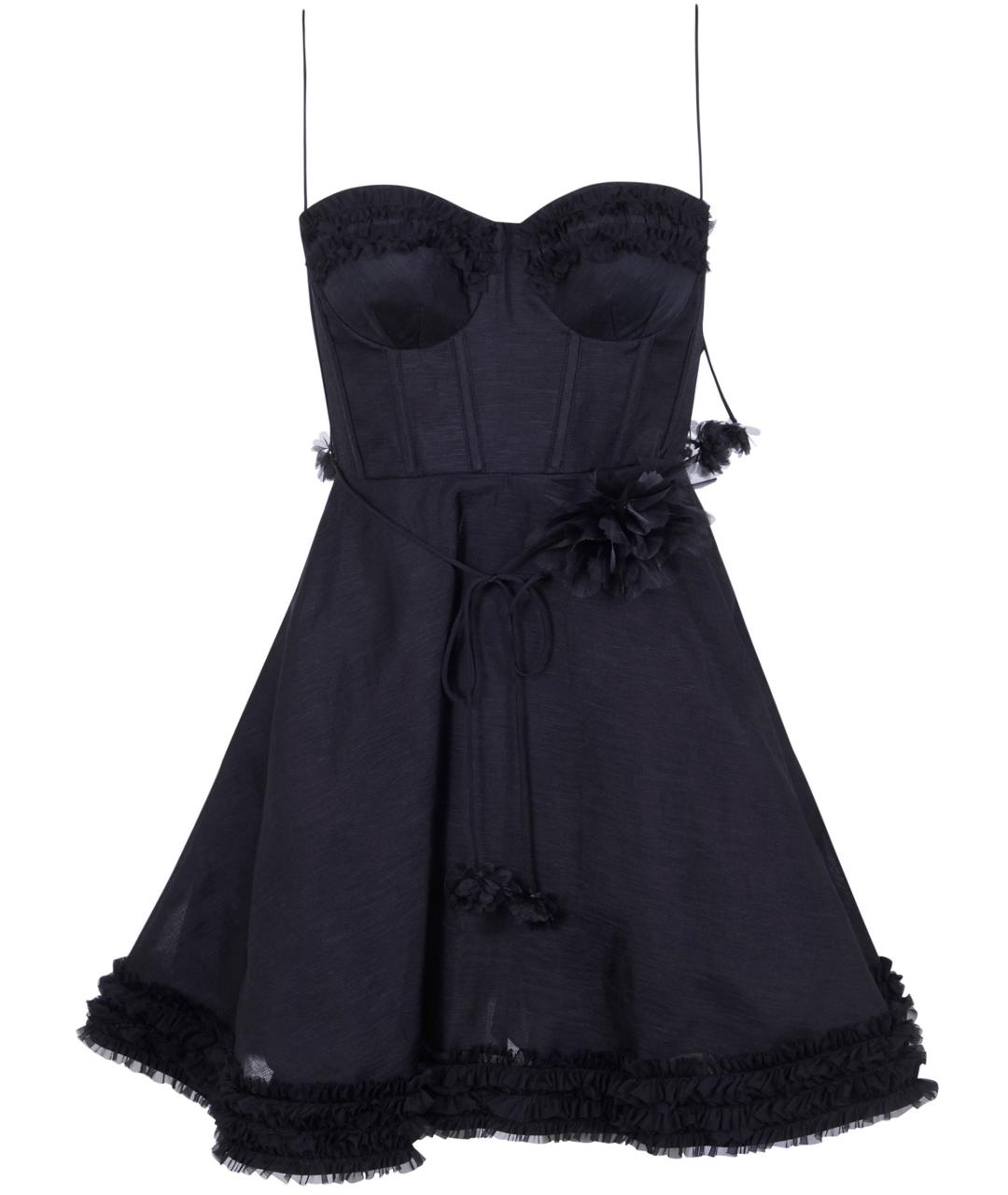 ZIMMERMANN Черное льняное повседневное платье, фото 1