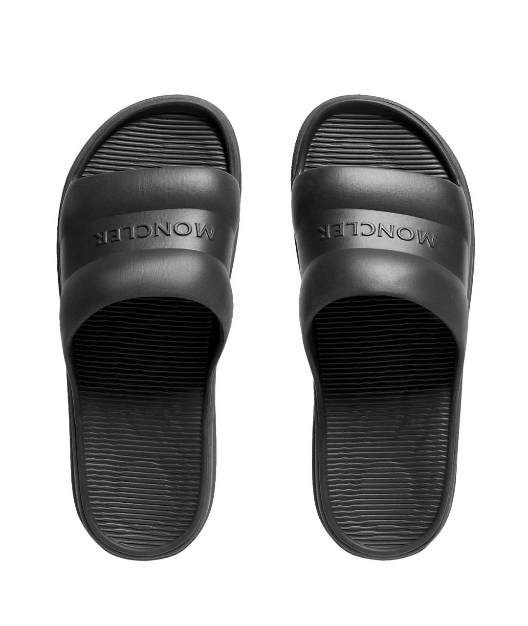 MONCLER Черные синтетические шлепанцы, фото 5