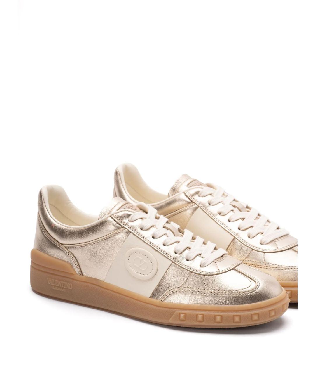 VALENTINO Золотые кожаные кеды, фото 2