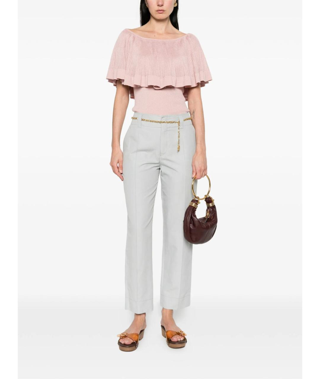 CHLOE Серые хлопковые прямые брюки, фото 2