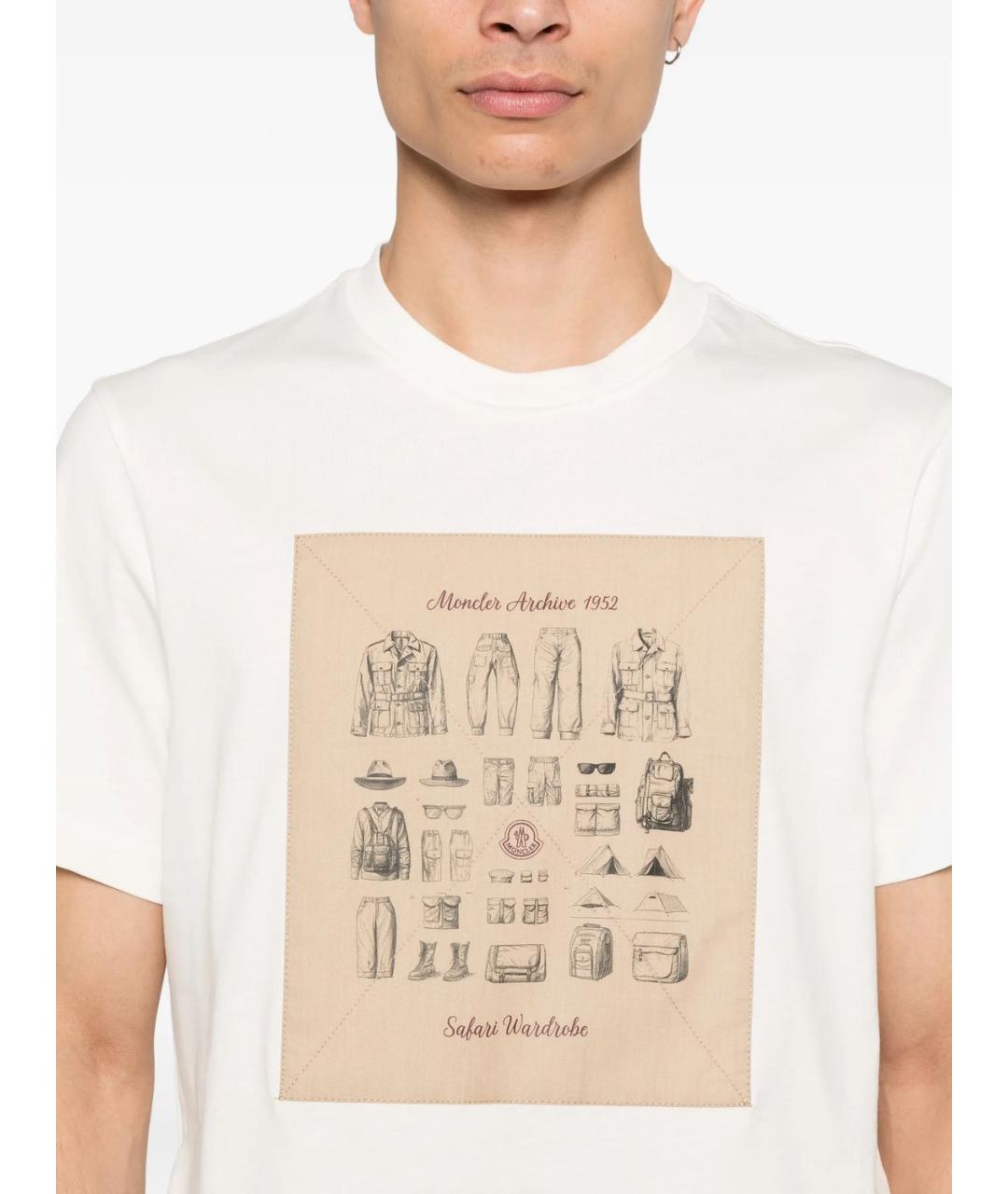 MONCLER Белая хлопковая футболка, фото 4