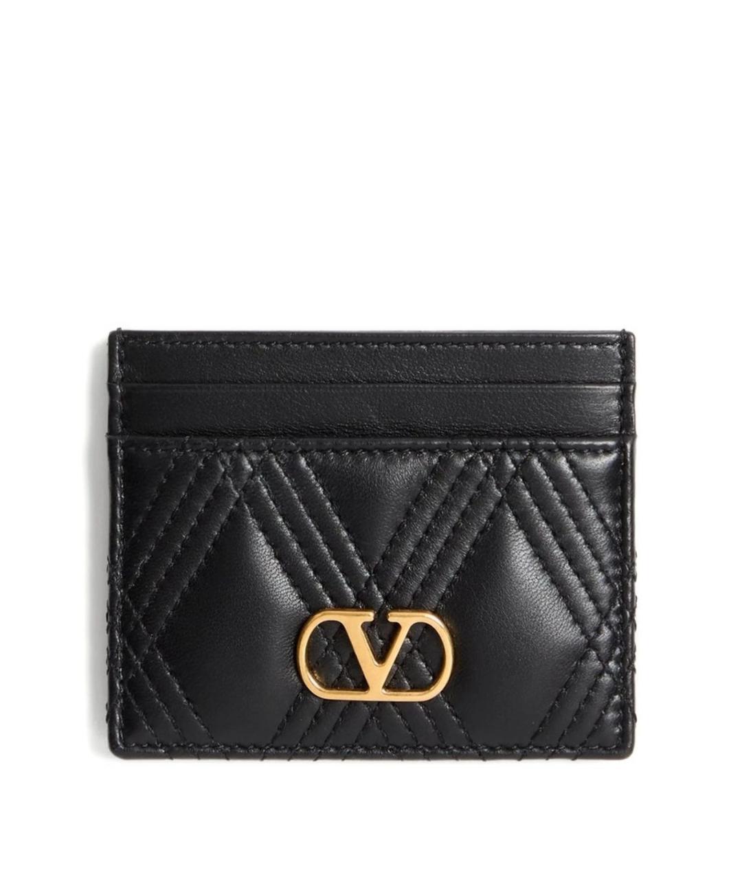 VALENTINO Черный кожаный кардхолдер, фото 1