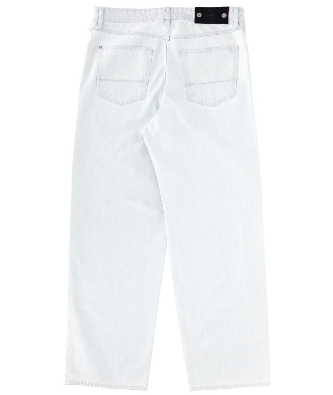 STONE ISLAND Голубые хлопковые прямые джинсы, фото 2