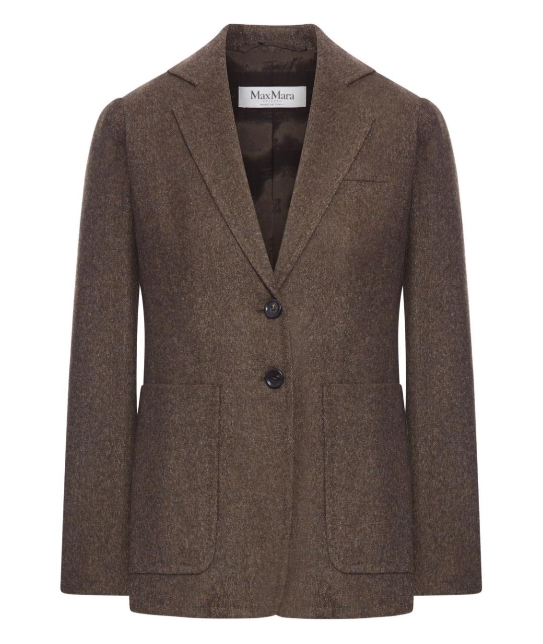 MAX MARA Коричневый шерстяной жакет/пиджак, фото 3