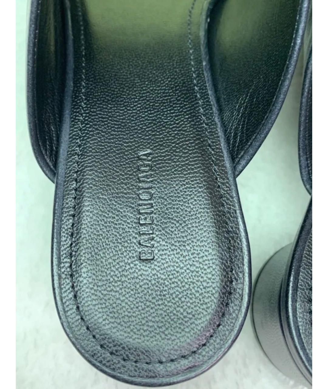 BALENCIAGA Черные кожаные мюли, фото 3