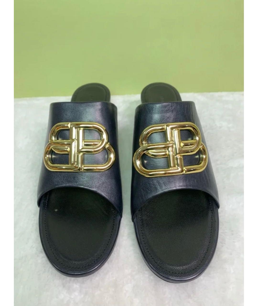 BALENCIAGA Черные кожаные мюли, фото 4