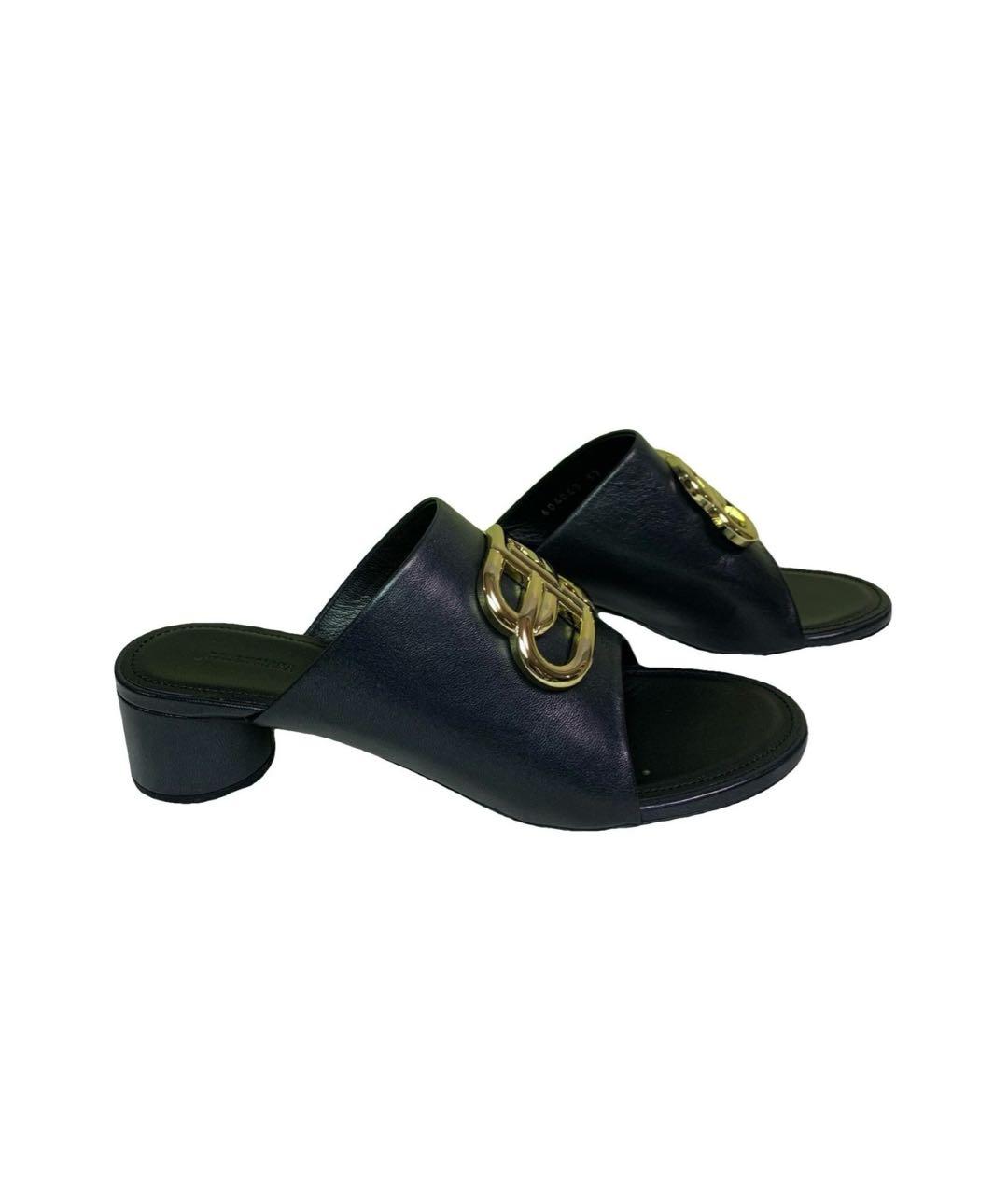 BALENCIAGA Черные кожаные мюли, фото 8