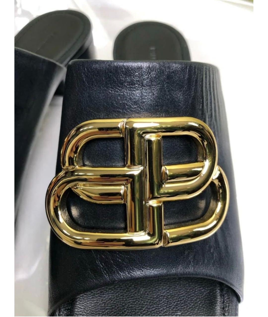 BALENCIAGA Черные кожаные мюли, фото 6