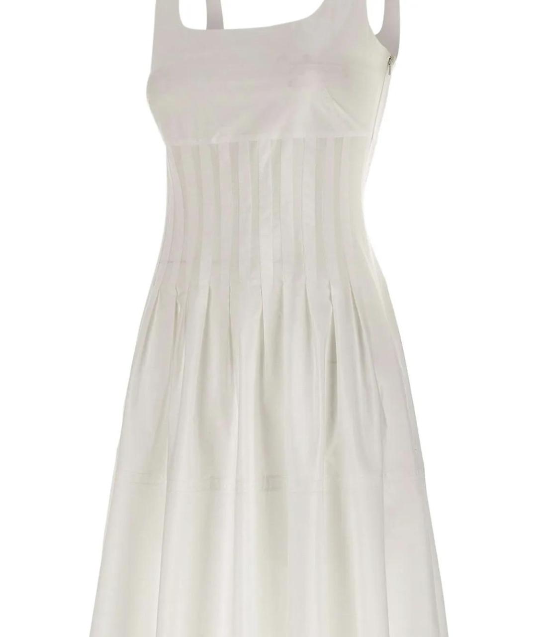 MAX MARA STUDIO Белое хлопковое повседневное платье, фото 4