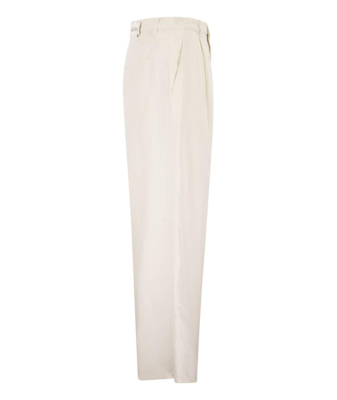 'S MAX MARA Белые хлопковые прямые брюки, фото 3