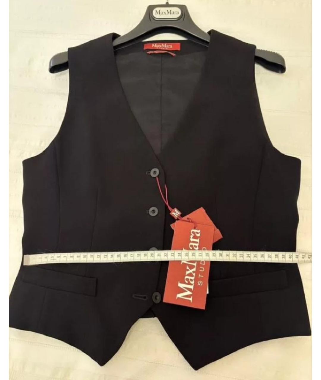 MAX MARA STUDIO Черный ацетатный жилет, фото 3