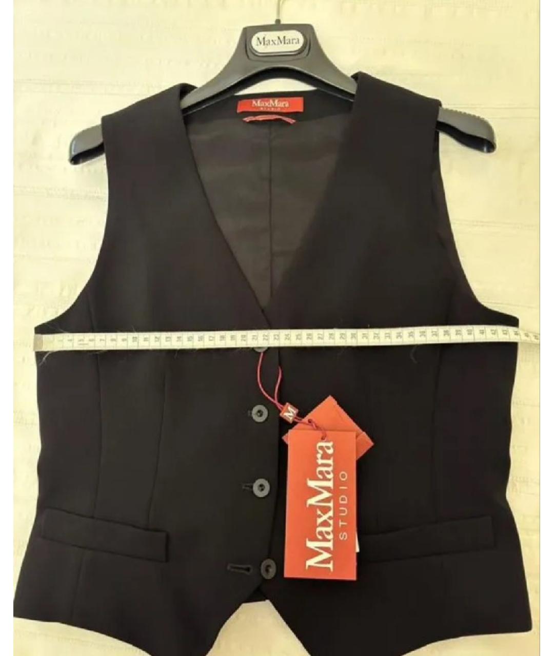 MAX MARA STUDIO Черный ацетатный жилет, фото 5