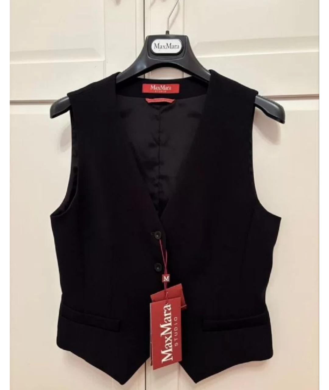 MAX MARA STUDIO Черный ацетатный жилет, фото 6